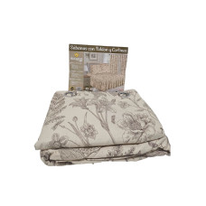 JUEGO DE SABANA CON FALDON Y CORTINAS 160X2M