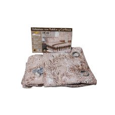 JUEGO DE SABANA ESTAMPADO CON POLLERON + CORTINAS 160X2