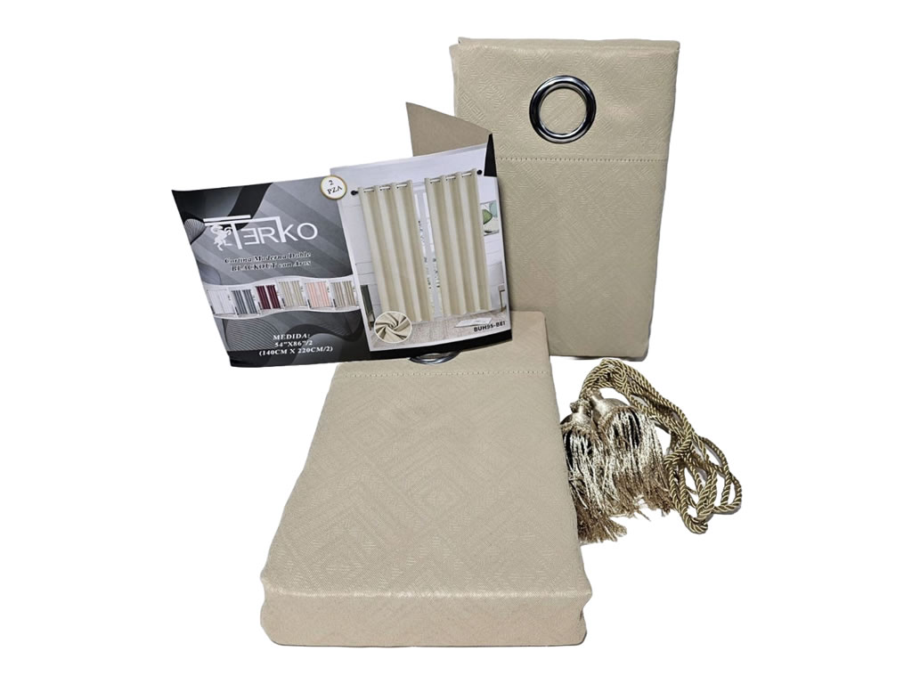 CORTINA TERKO CORTO 2 PIEZAS - BEIGE CLARO