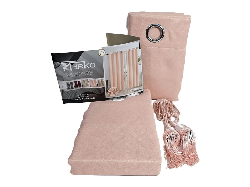 CORTINA TERKO CORTO 2 PIEZAS - SALMÓN